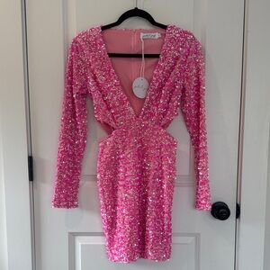 Petal & Pup Pink Sequin Long Sleeve Dress